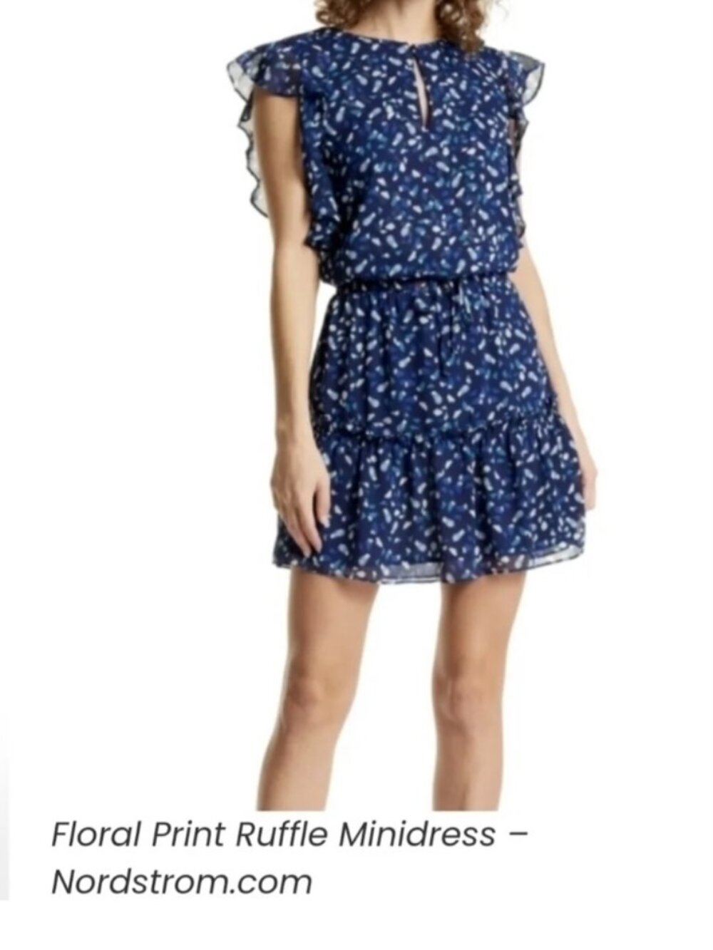 Floral Print Ruffle Blue Dress Socialite